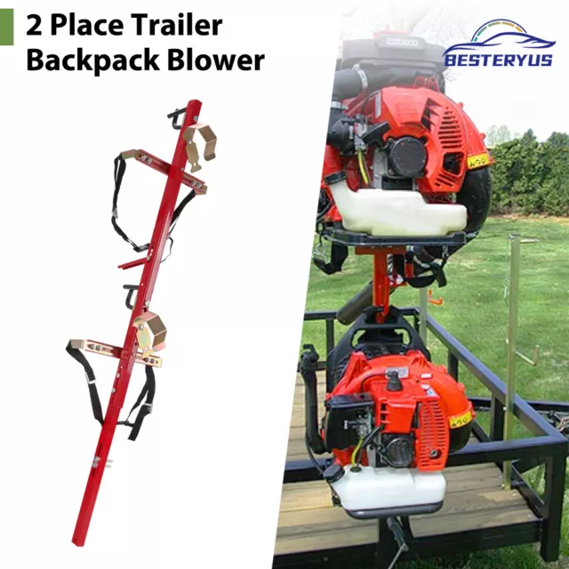 2 Backpack Blower Holder Rack Leaf Blower Rack for Open Landscaping Trailer Red