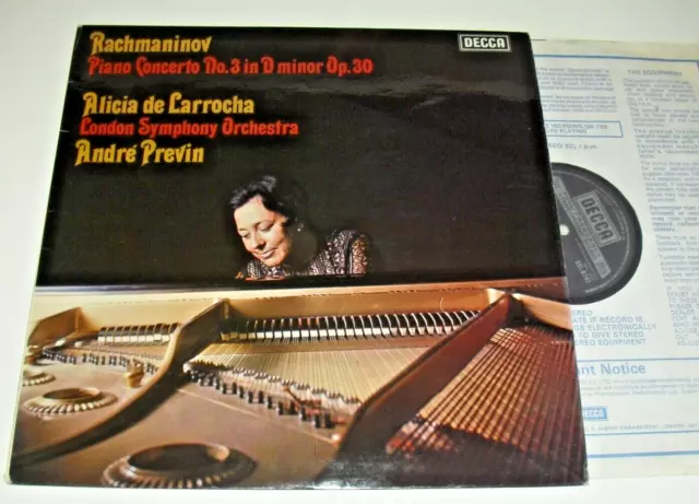 DECCA SXL 6746 *RACHMANINOV* Piano Concerto No.3 *LARROCHA* *PREVIN* ED1