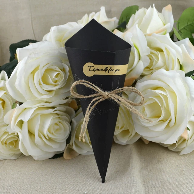 100 pz imballaggio mazzo di fiori cono di carta caramella peta sposa carta kraft