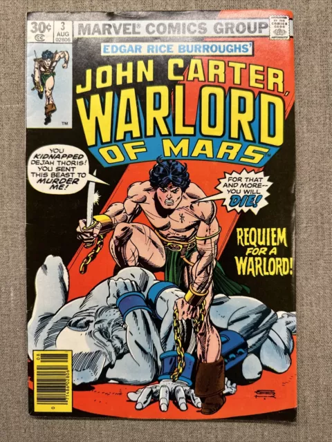 John Carter, Warlord of Mars #3 Edgar Rice Burroughs Marvel Comics 1977 VG