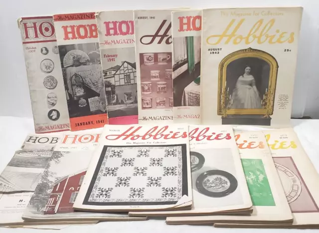 Hobbies The Magazine for Collectors 1939-1972 LOT of 12 magazines