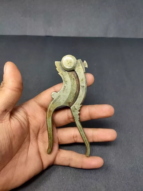 Antique Brass Parrot Carved Betel Nut Cutter Hand Forged Sarota Name Engraved