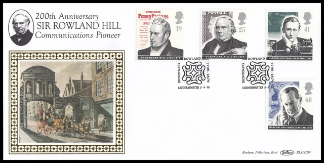 1995 GB Communications Benham BLCS109 FDC Sir Rowland Hill Kidderminster SHS