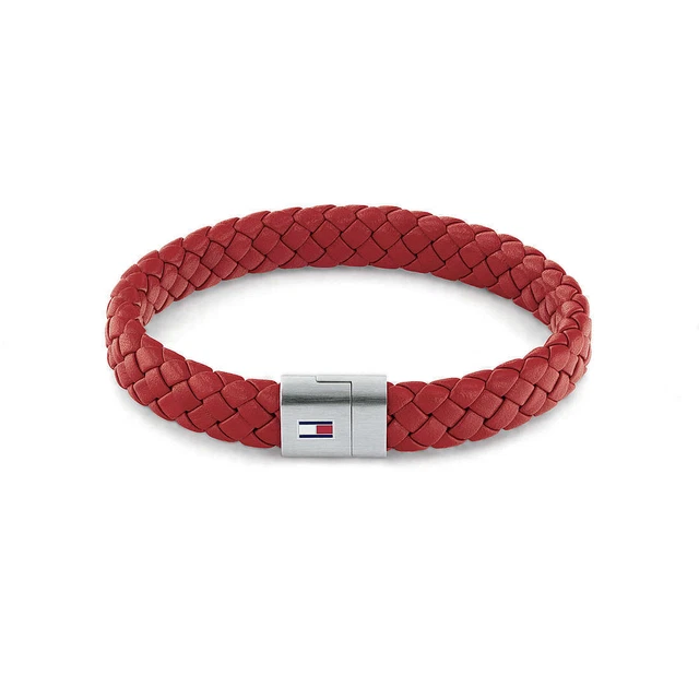 Bracelet Homme TOMMY HILFIGER ROUND BRAIDED 2790329 Cuir Rouge
