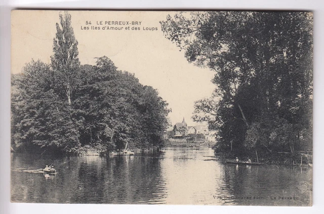 Cpa Le Perreux Bry 94 - Les Islands D'amour Et Des Loups Boat Animee 1910 ~C70