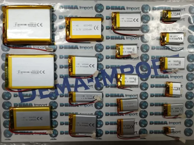 Batterie a litio 3.7 V ricaricabili basso drenaggio varie mAh dispositivi elettr