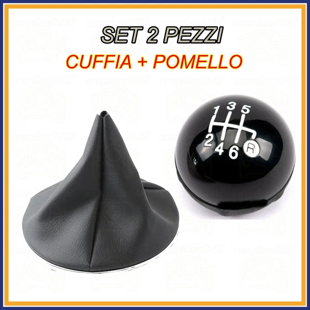 Ricambio Originale Pomello Cambio Fiat 500 2007-2015 Pomello Cambio Per Fiat 500/500C 2007-2015 - Cuffia In Ecopelle Con Ghiera Cromata, Ricambio Originale Pomello Leva Cambio Nero Cromato - 4