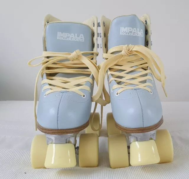 Impala Sidewalk Roller Skates. Sky Blue, Yellow, Women size US 7, UK 5, EUR 38.