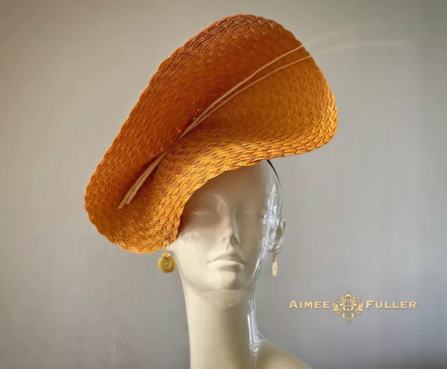 Aimee Fuller Golden Spicy Yellow Bright Gold Big Kentucky Derby Fascinator Hat 3