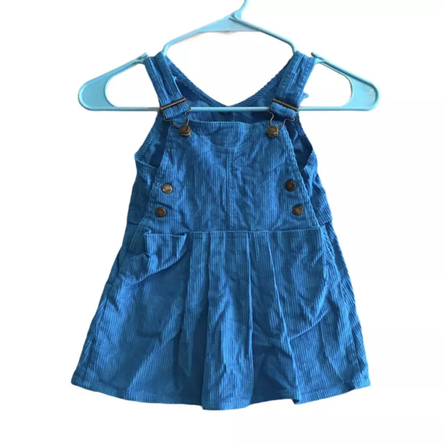 VTG 90s HUSH PUPPIES 2T Blue Corduroy Overall Dress Toddler Girls