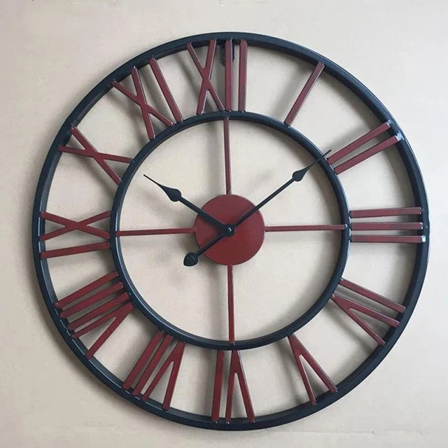 Creative Decorative Silent Clock Wrought Iron Wall Decor for Living Room