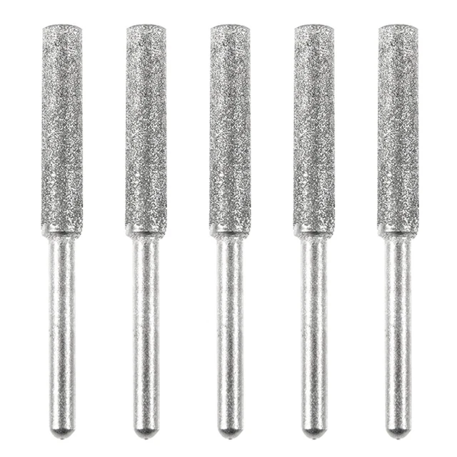 5pcs/Set Diamond Coated Grinding File Stone Heads Drill Bit (4.8mm Silver) #Q