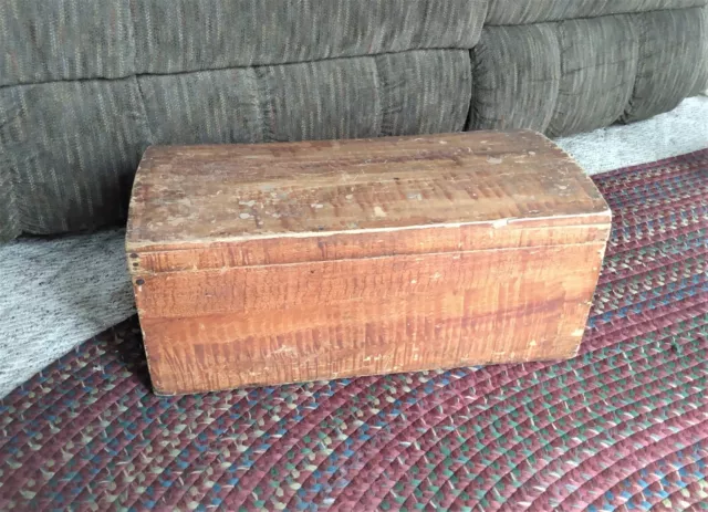 Antique Primitive Folk Art Grain Painted Wood Blanket Chest Trunk