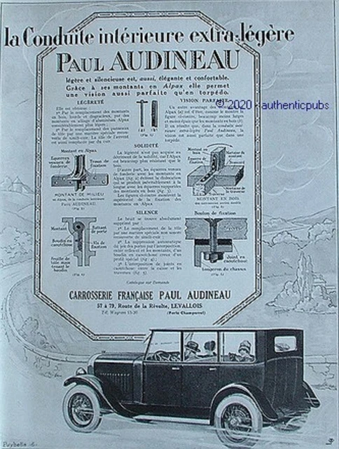 Publicite Paul Audineau Conduite Interieure Extra Legere Signe Wanko De 1925 Ad