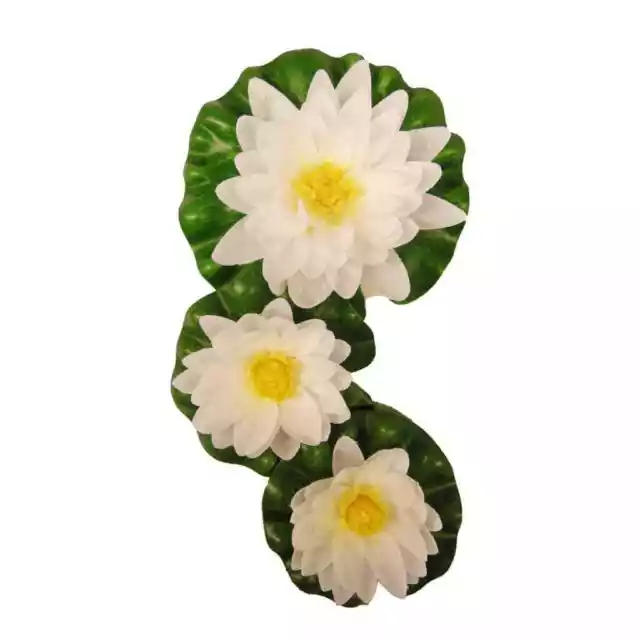 Ubbink 3 Piece Decorative Water Lilies Set White Garden Pond Figurine Ornament v