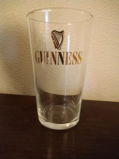 Vintage Guinness Straight Pint Glass Stamp 562 GOLD HARP Rare Retro Drinking
