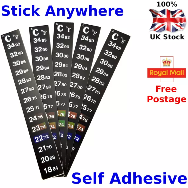 Stick On Digital Thermometer Aquarium Fish Tank Window Water Adhesive Strip - Uk