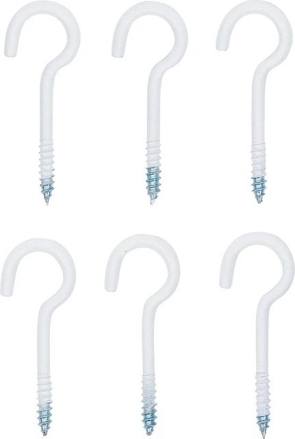 Assortimento ganci a vite fai da te BGS, bianchi, rivestiti in plastica, 60 mm, 6 pezzi