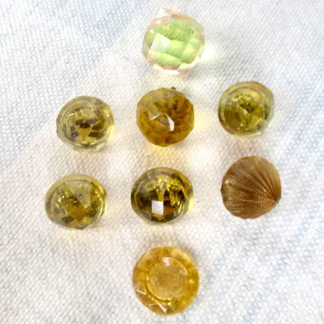 Assortment of 8 Antique Amber Glass Buttons