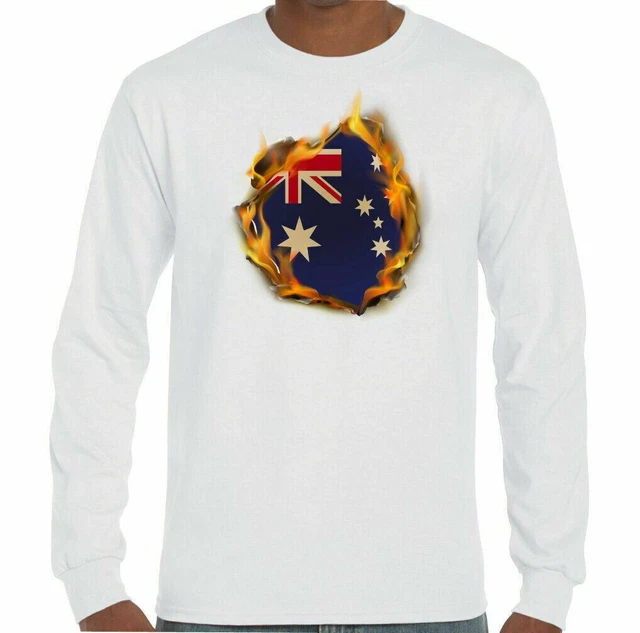 Australiano Bandiera Nazionale Fiamme Uomo Giorno T-Shirt Rugby Maglia da Calcio