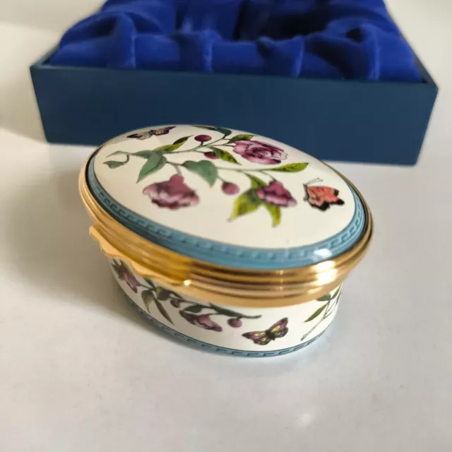 Halcyon Days Enamel Trinket Box "FLORAL / BUTTERFLIES"