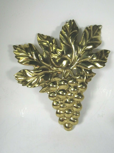 Vintage Solid Brass Drapery Curtain Tie Backs Grapes 2 Pair Deadstock