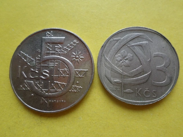5 And 3 Korun Czechoslovakia 1991,1968 Kremnika Mint Rare.error