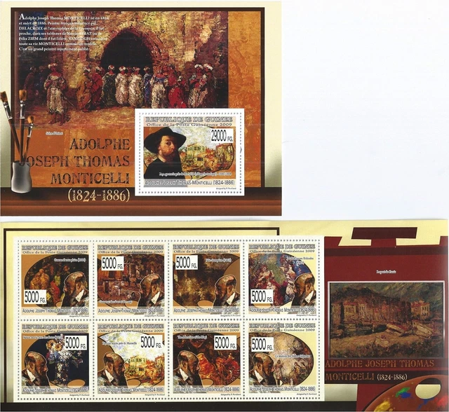 Guinea Guine 2009 Block Mini Sheet Set Famous Painter Painting Monticelli