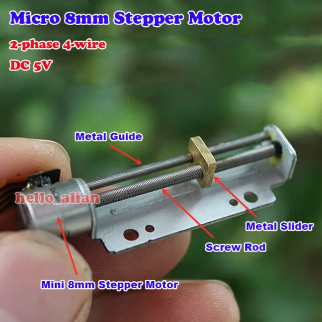 DC 5V 2-phase 4-wire Micro Mini 8mm Stepper Motor linear Screw Slider Block Nut