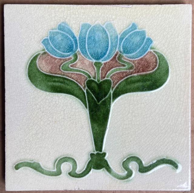 Antique Boote - Art Nouveau Majolica Tile C1900