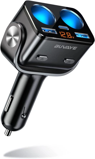 Double Prise Allume Cigare, BUVAYE 12 V/24 V Allume Cigare USB, 150 W Avec Doubl