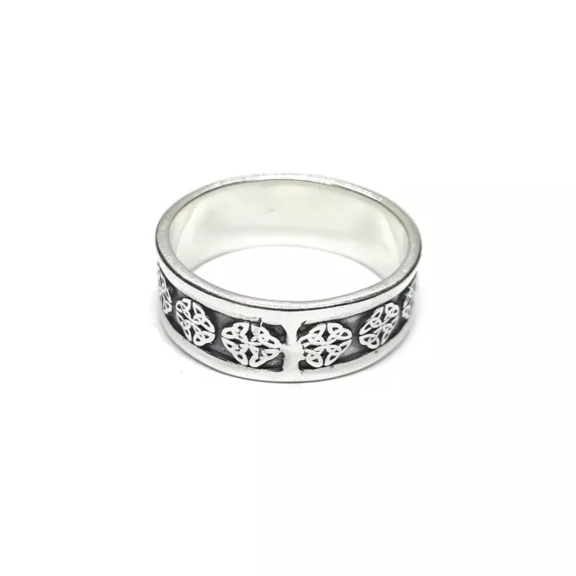 GENUINE STERLING SILVER Ring 8mm Band Celtic Knot Solid Hallmarked 925 ...