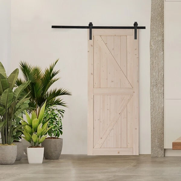 6.6 FT Sliding Barn Door Hardware Kit Slide Smoothly Quietly,Easy Install with S