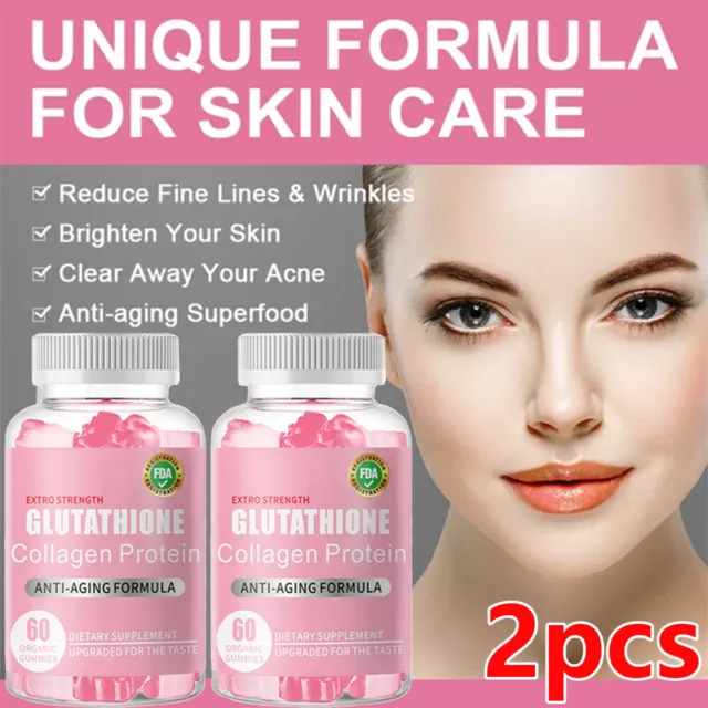 2Bottle Popping Glutathione Collagen Gummies, Glutathione Collagen Glow Gummies