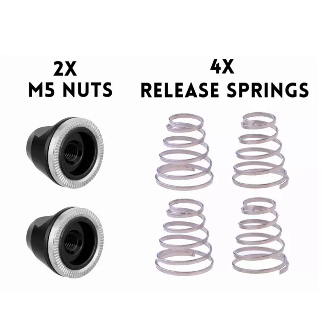 Heavy Duty 4 x Bike Wheel Quick Release Spring Set + 2 x M5 Nut Axle Bolts