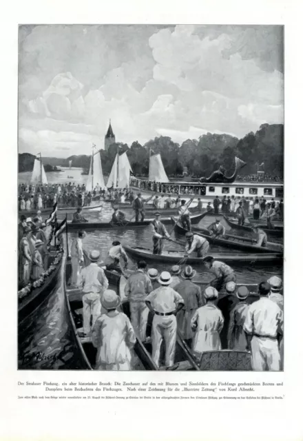 Stralauer Fischzug XL Kunstdruck 1925 von Kurd Albrecht Berlin Stralau Boot