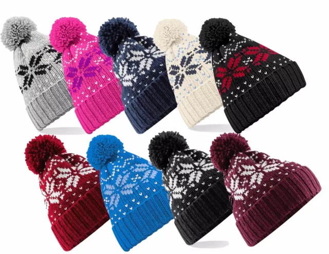 Adulti Caldo Snowstar Neve Morbido Touch Acrilico con Pon Pom Berretto da Sci
