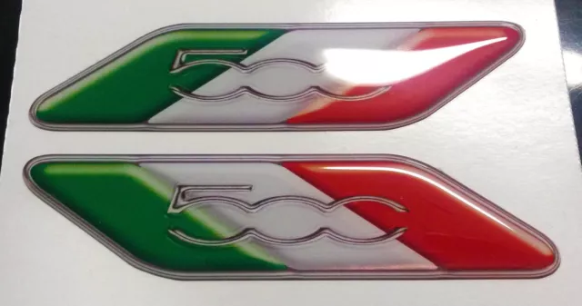 Coppia Adesivi Stickers 3D Flag Bandiera  Italia  Nuova Fiat 500 Abarth