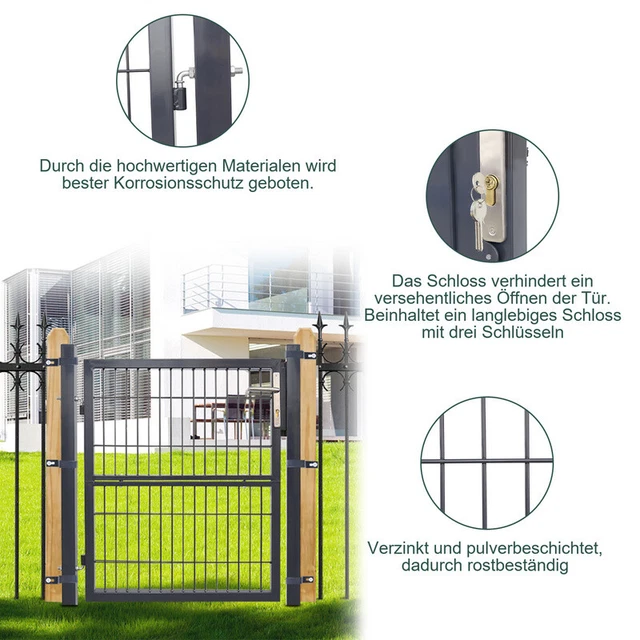 GARTENTOR TOR DOPPELSTABMATTEN Toranlage Anthrazit Gartentür Garten 100