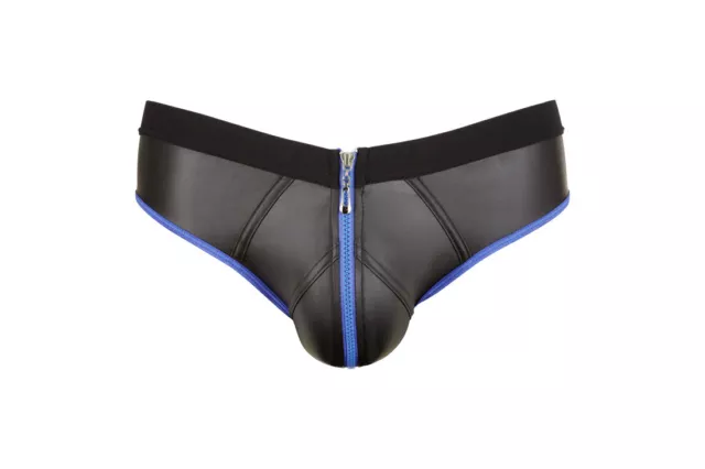 Sexy Mutande Jock Uomo Nero Finitura Blu Slip con Sedere Scoperto Fetish Style 3