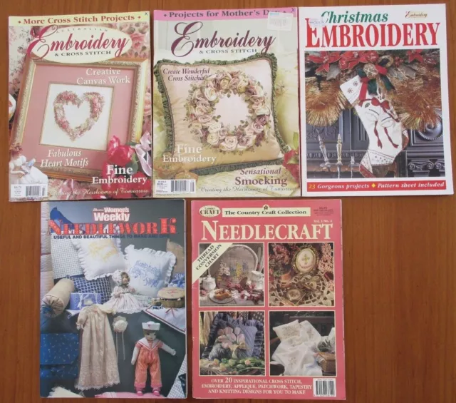 EMBROIDERY NEEDLEWORK NEEDLECRAFT BULK LOT Magazines Books CROSS STITCH Patterns