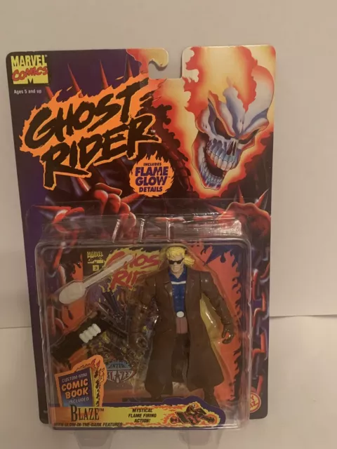 Ghost Rider BLAZE Action Figure with Flame Glow Details 1995 Toy Biz