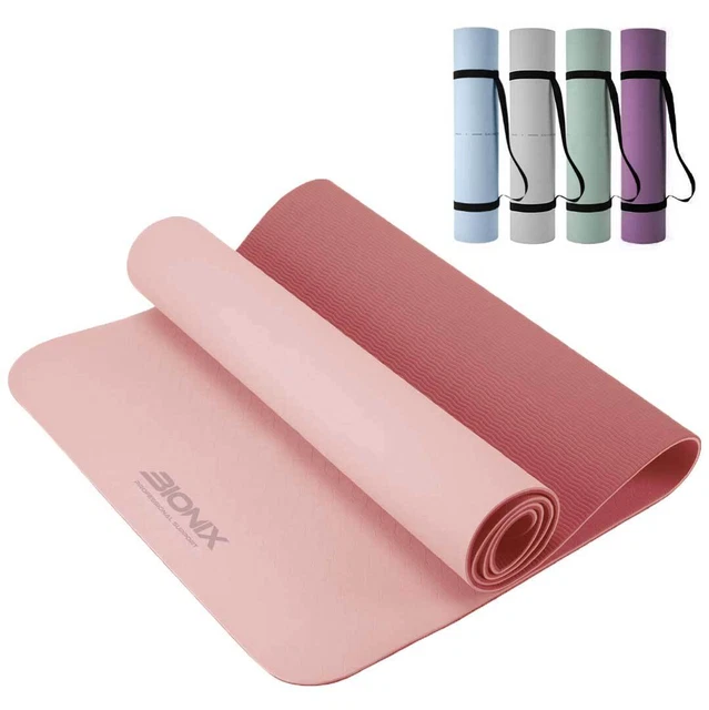 Yoga Mat Eco Friendly TPE 6mm Thick Non Slip Pilates Fitness Exercise Gym Mats