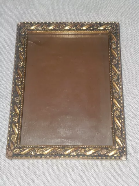 Antique Gold/Gilt Gesso Flower Pattern Wood Picture Frame Fits  3×4