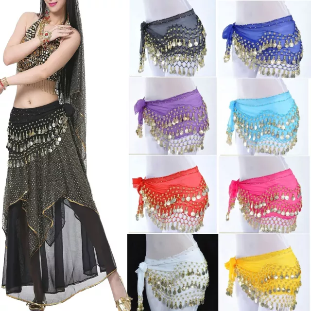 Womens Gold Coins Belly Dance Hip Skirt accessories Scarf Wrap Belt Hip scarf