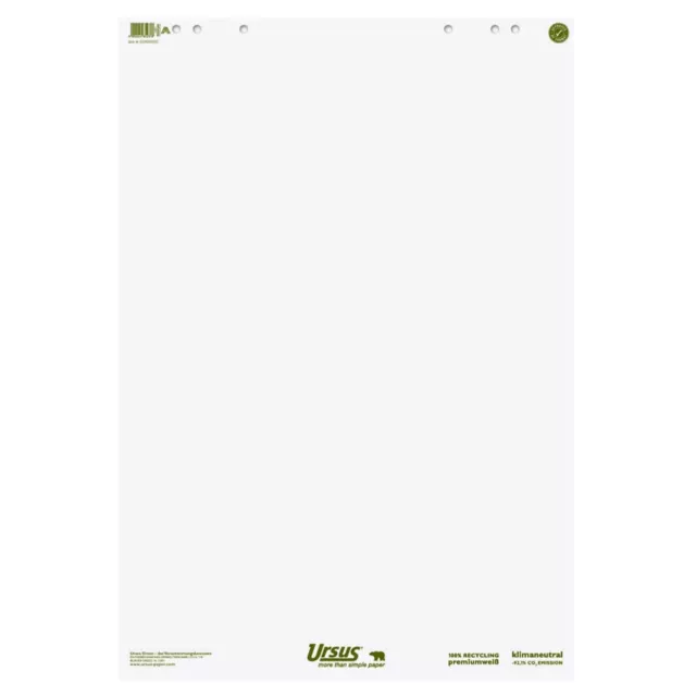 Ursus Green Flipchart Block mit 20 Blatt blanko weiß 80g/m² für Flipchart Tafeln