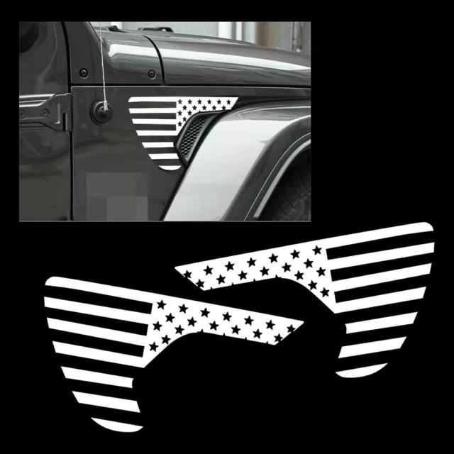 American US Flag Fender Vent Decal Sticker Fit For Jeep Wrangler JL JT Gladiator