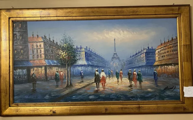 Quadro Olio Su Tela “Parigi” Con Cornice misure 137x77