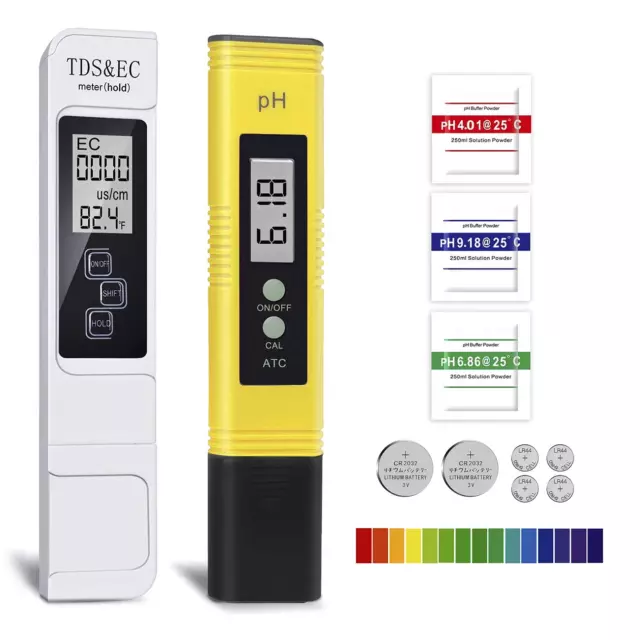 Tester Qualità Acqua, TDS PH EC Temperatura 4 in 1 Set, Digitale Misuratore PH,