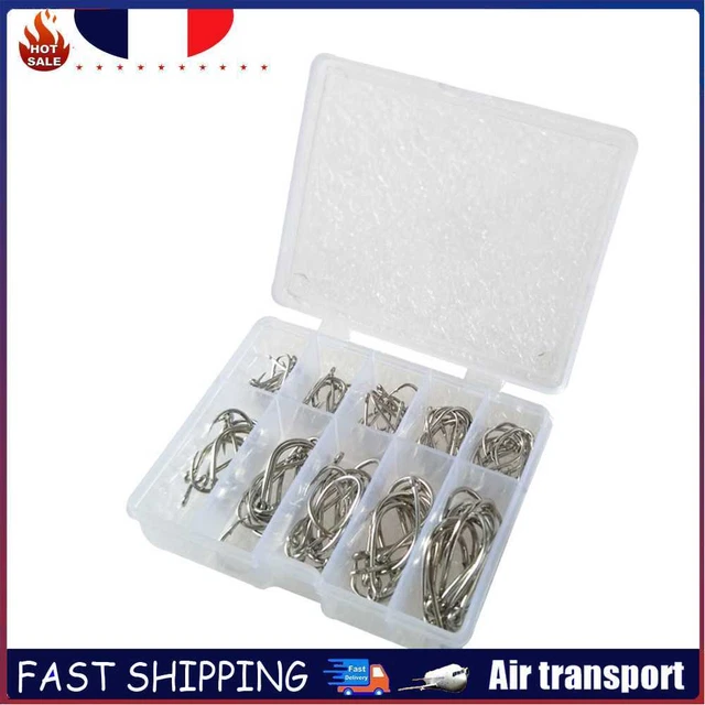 Lot de 101 hameçons de pêche en acier au carbone pour carpe barbelée (argent)